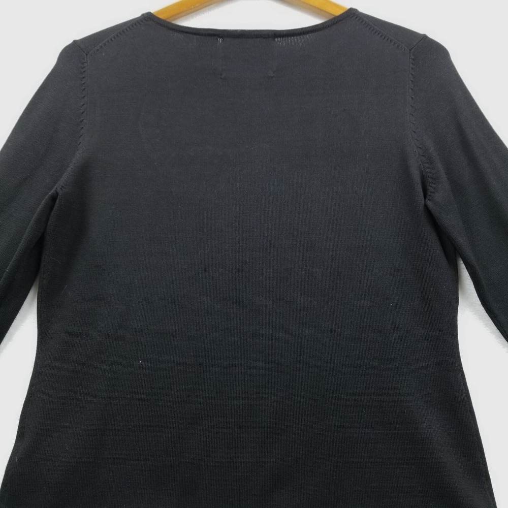 Vintage Michael Simon Sweater Women M Black Beaded Elephant Silk Cotton Pullover - Picture 4 of 9